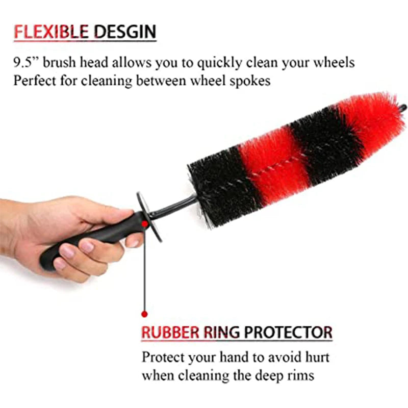 Universal Car Wheel Wash Brush Set Car Tire Rim Cleaning Tools Motorcycle Wheel Wash Brush Auto Detailing Washing Accessories