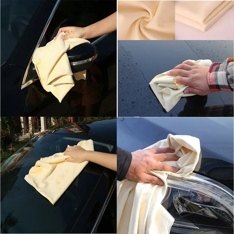 40 X 70cm free shape Cleaning Genuine Leather Cloth Car Auto home Care Motorcycle Natural Drying Chamois approx Water absorption