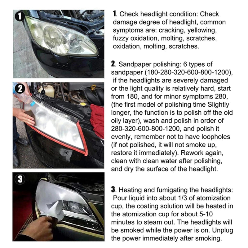 Headlight Polishing Set Auto Headlight Renovator Light Restoration Clean Car 300ml Polish Spotlights Headlights Renovation Kit